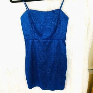 Lulus Sensation Blue purple shift glitter body con mini dress womens XS prom